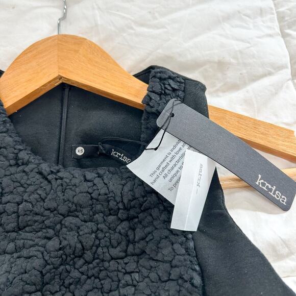 NWT Revolve Krisa Black Textured Sleeveless Bodycon Mini Dress - Picture 3 of 4